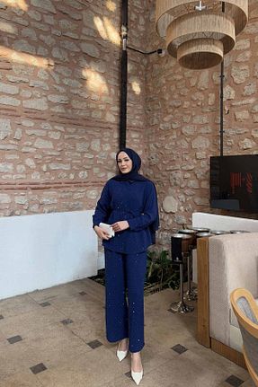 ست بالاتنه و پائین تنه حجاب سرمه ای بیکر Melike Tatar - کد 933788884