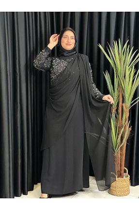 لباس مجلسی حجاب مشکی زنانه یقه دوچرخه Butik büyük beden - کد 933767773
