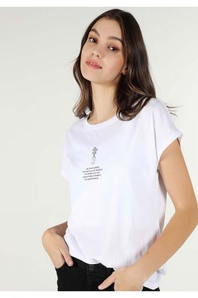 تیشرت سفید زنانه رگولار Colin’s - کد 743294459