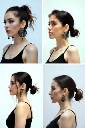 گوشواره جواهر مشکی چرم Angels Passion - کد 933800156