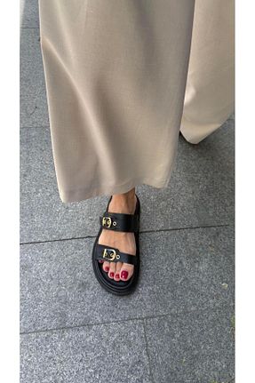دمپائی مشکی زنانه چرم مصنوعی Eataly Shoes - کد 933873693