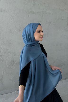 شال آبی زنانه ابریشم Byedauzunlar - کد 933863039