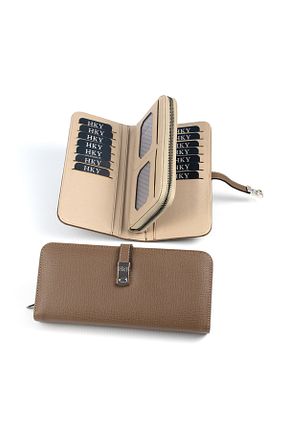 کیف پول قهوه ای زنانه ابعاد بزرگ HKY - کد 284764421