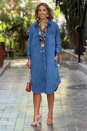 لباس آبی زنانه بافتنی Nevin Kaya Moda - کد 933916343