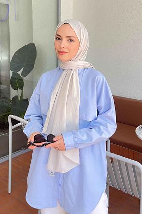 شال طوسی زنانه پنبه ای lamelif - کد 933899876