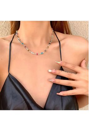 گردنبند جواهر طوسی زنانه برنجی Ervanur - کد 933902158