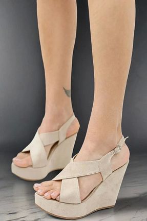 کفش پاشنه بلند پر بژ زنانه پاشنه متوسط (5-9 سانتی متر) PayBuy - کد 934680546