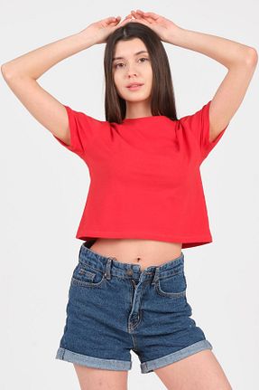 تیشرت قرمز زنانه کراپ As Collection - کد 825582898