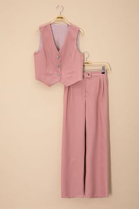 ست بالاتنه و پائین تنه صورتی بچه گانه بافتنی Cansın Mini - کد 934831881