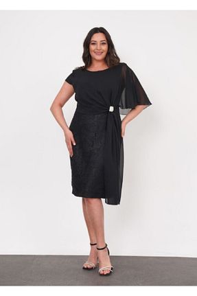 لباس مجلسی سایز بزرگ مشکی زنانه یقه دوچرخه Butik Nilyam - کد 899610088