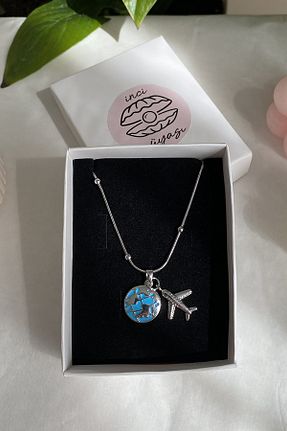 گردنبند استیل ( فولاد ) طوسی زنانه استیل ضد زنگ shop - کد 933959217