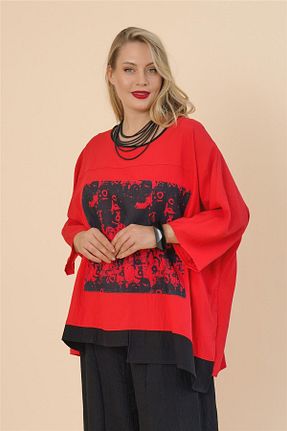 تونیک سایز بزرگ قرمز زنانه ویسکون Zedd+ Plus - کد 933986102