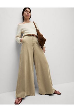 شلوار بژ زنانه پنبه ای Marks & Spencer - کد 933995200