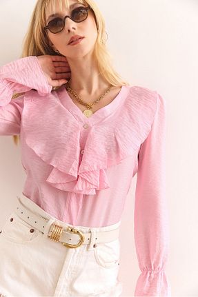 بلوز صورتی زنانه طرح دار Olalook - کد 934034382