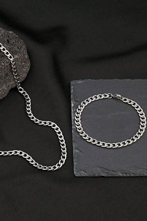 گردنبند استیل ( فولاد ) طوسی مردانه استیل ضد زنگ Bluem - کد 920361541