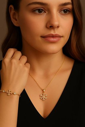 گردنبند جواهر زرد زنانه برنجی Arzu Butik - کد 934010150