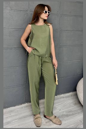 ست بالاتنه و پائین تنه خاکی زنانه بافتنی fehika - کد 934014457