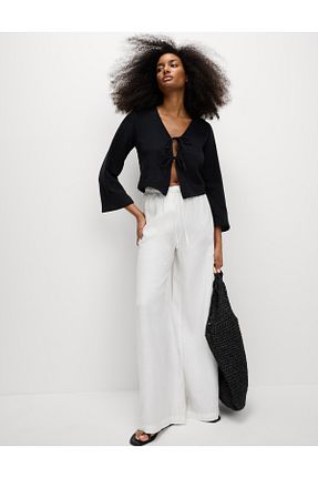 شلوار بژ زنانه کتان Marks & Spencer - کد 934038683