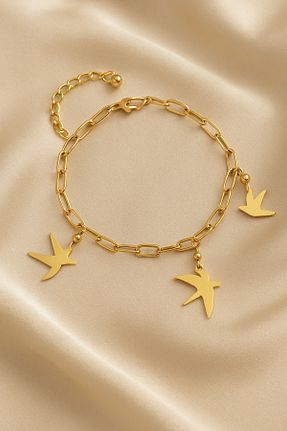 دستبند استیل (فولاد) طلائی زنانه استیل ضد زنگ Monella - کد 934403282