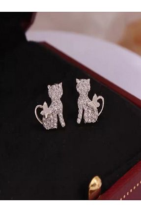 گوشواره جواهر طوسی زیرکن FT Tasarım - کد 934061160
