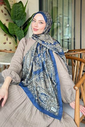 شال سرمه ای زنانه پنبه ای lamelif - کد 934112212