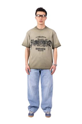 تیشرت خاکی زنانه اورسایز THE DAD - کد 934131131
