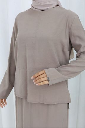 ست بالاتنه و پائین تنه بژ زنانه بافتنی Pieef - کد 934131606