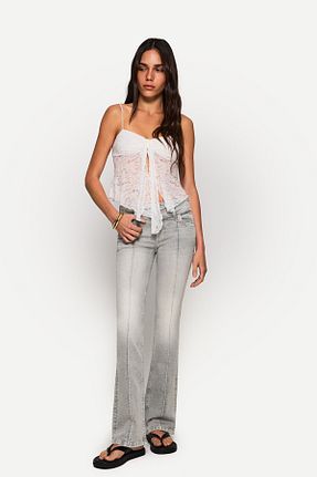 شلوار جین طوسی زنانه رگولار Bershka - کد 934121668