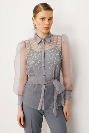 پیراهن طوسی زنانه رگولار Moda İlgi - کد 934141380