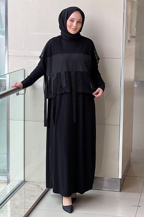 لباس حجاب مشکی Relaxed Nurcan Çetin - کد 928951461