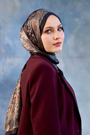 شال زرشکی زنانه ابریشم Moda Mevsimi - کد 882385785