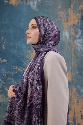 شال بنفش زنانه ابریشم Moda Mevsimi - کد 891588653