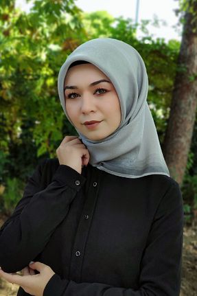 روسری طوسی پلی استر Moda Mevsimi - کد 183381942