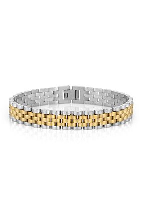 دستبند استیل (فولاد) طلائی مردانه استیل (فولاد) Wesse - کد 131537263