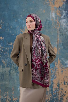 شال زرشکی زنانه ابریشم Moda Mevsimi - کد 891600240