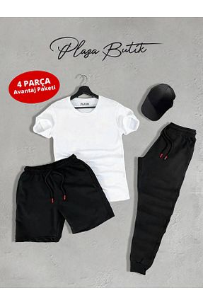 ست بالاتنه و پائین تنه مشکی مردانه پنبه پلی استر Plaza Butik - کد 934225155