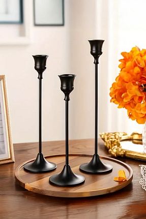 شمعدان و شمع گیر مشکی فلزی TR Turan Collection - کد 934239970