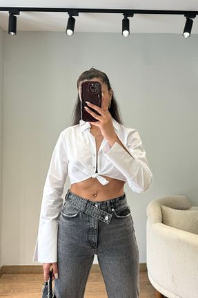 پیراهن سفید زنانه کراپ Güneş - کد 934257073