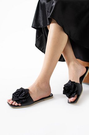 دمپائی مشکی زنانه چرم مصنوعی MODA BULVARI - کد 929729049