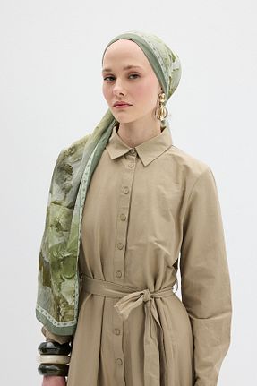 شال سبز زنانه پنبه ای cs camellia scarf - کد 934264937