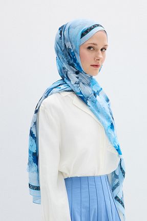 شال آبی زنانه پنبه ای cs camellia scarf - کد 934264908