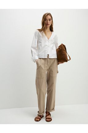 شلوار قهوه ای زنانه پنبه ای Marks & Spencer - کد 934293169