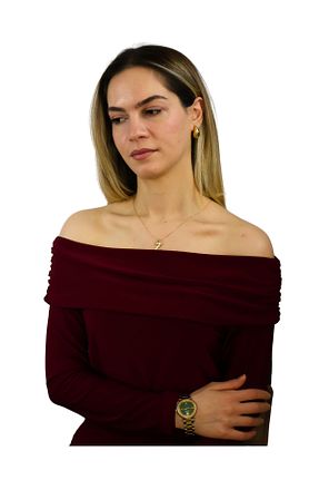 بلوز زرشکی زنانه ساده Flare moda - کد 934295708