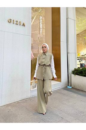 ست بالاتنه و پائین تنه حجاب سبز زنانه رگولار KEİVA - کد 934328227