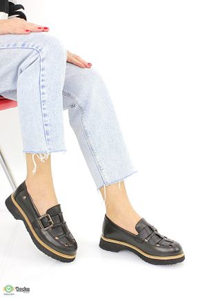 کفش کژوال مشکی زنانه چرم خالص Mammamia - کد 934308248