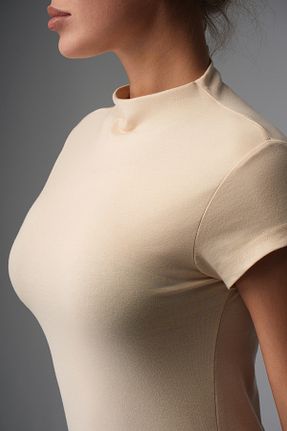 تیشرت بژ زنانه اسلیم فیت Happyfox - کد 930360171