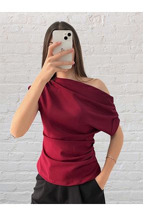 بلوز زرشکی زنانه ساده peri tower - کد 932542902