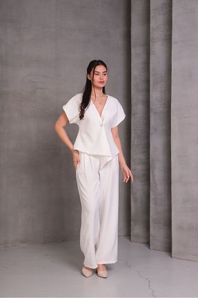 ست بالاتنه و پائین تنه سفید زنانه بافتنی MODA - کد 934308637