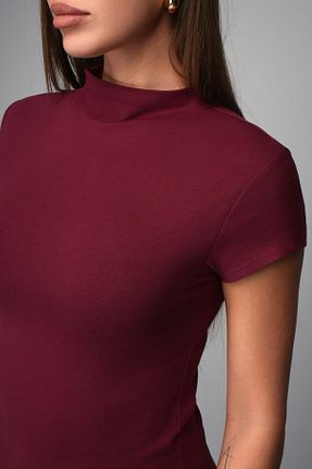 تیشرت زرشکی زنانه اسلیم فیت Happyfox - کد 930354136