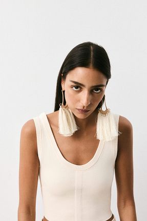 تیشرت بژ زنانه اسلیم فیت H&M - کد 929581073